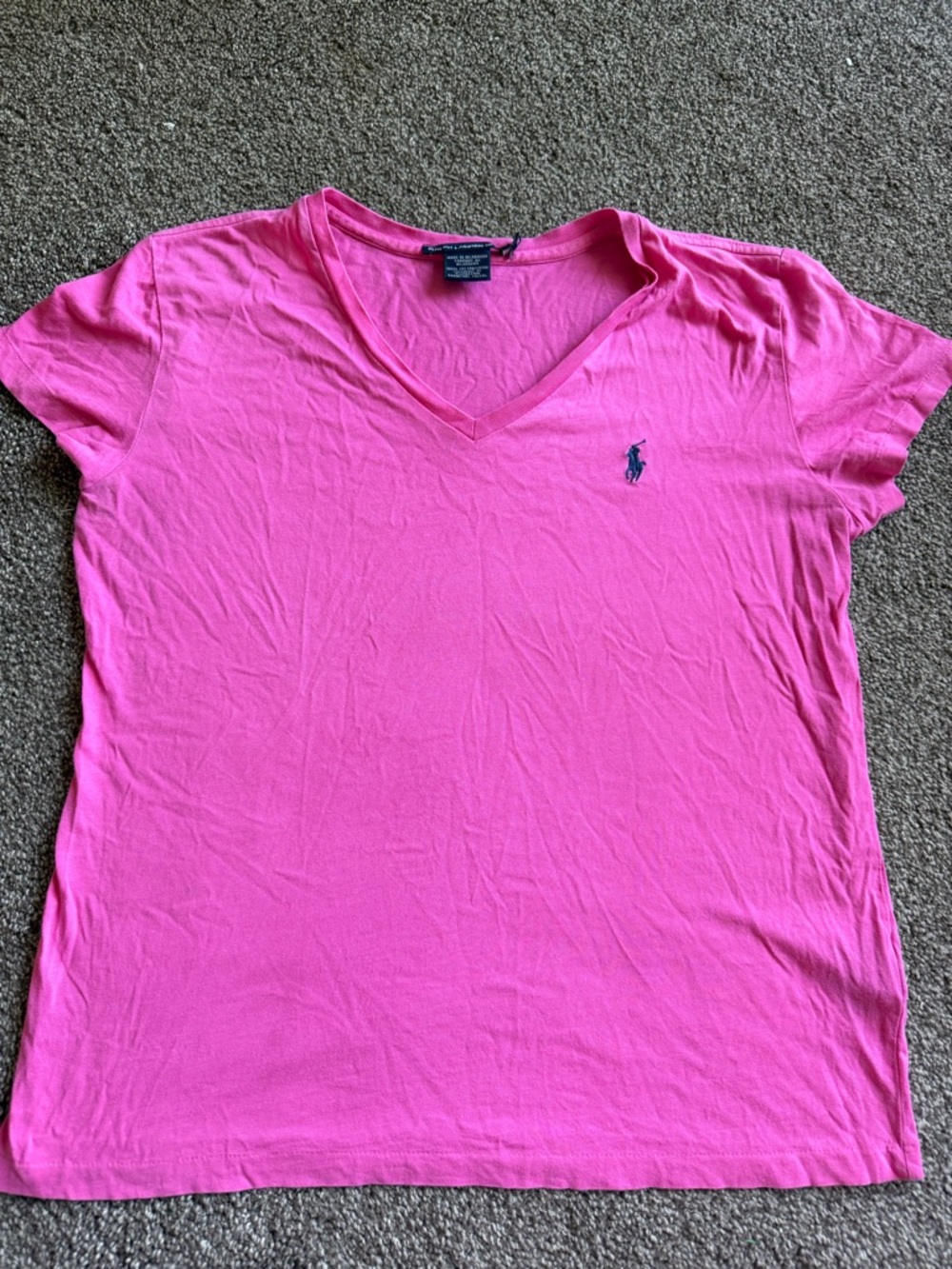 Ralph Lauren Hot Pink V-Neck Short Sleeve Tee